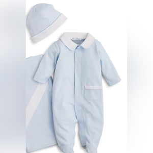 KISSYKISSY New Beginnings FOOTIE & HAT Newborn Light Blue! Blanket sold separate